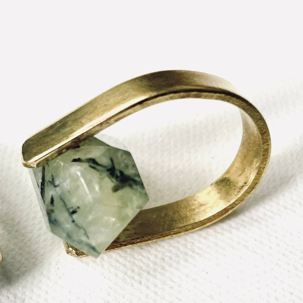 Prehnite brass ring