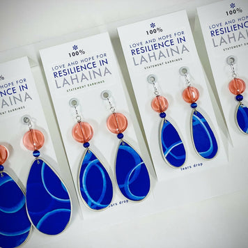 Love and Hope for Resilience in Lahaina Statement Earrings / Tears Drop / Extra Large