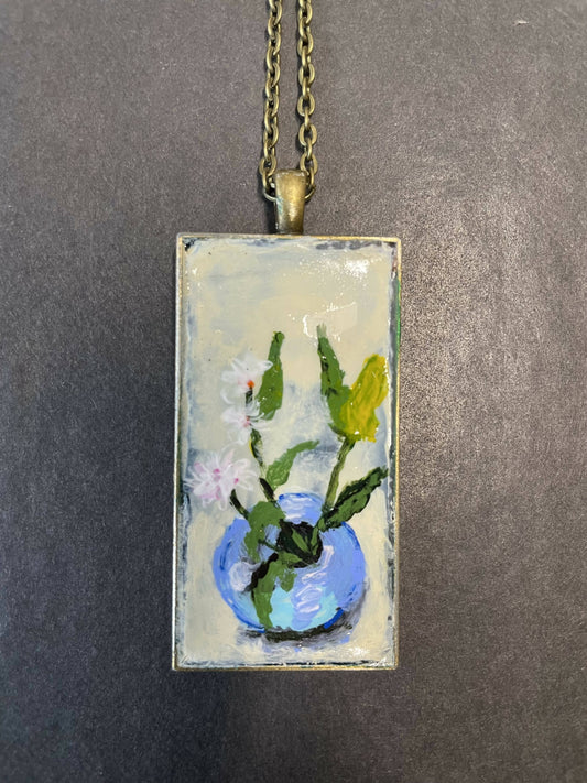Tiny one-of-a-kind still life art necklace