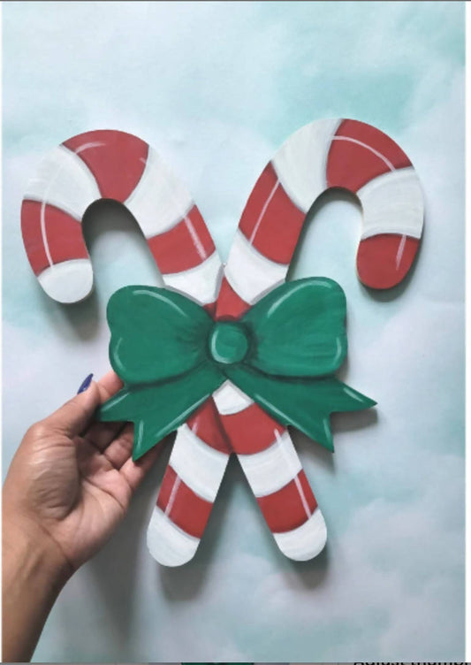 HAND-PAINTED Candy Cane Ornament 12 inch