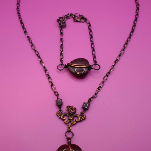 Hematite Jasper nceklace and bracelet set
