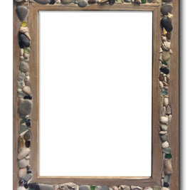 Rustic oak with shell mosaic inlay mirror
