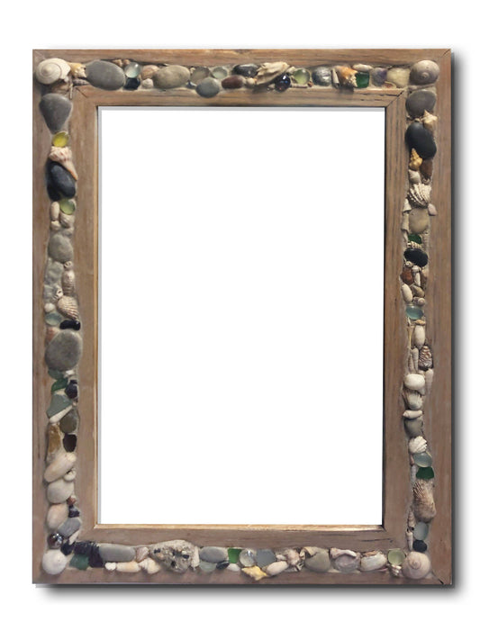 Rustic oak with shell mosaic inlay mirror