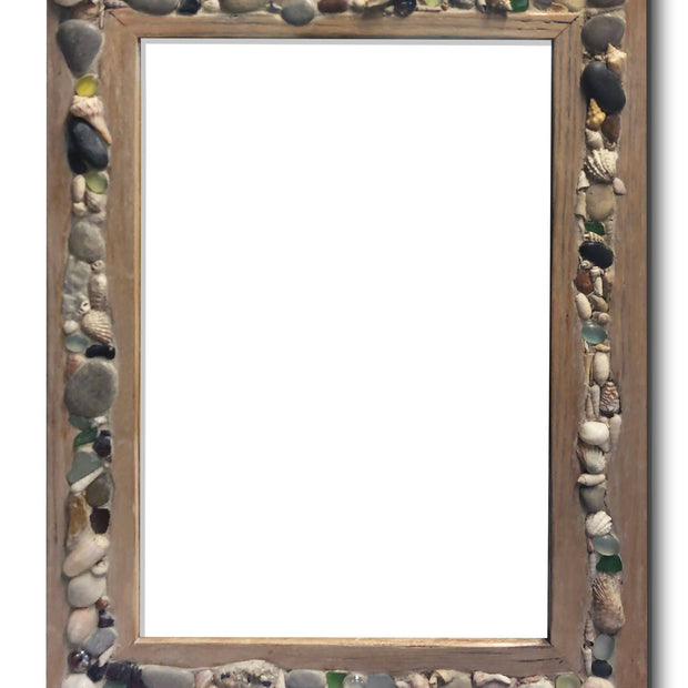 Rustic oak with shell mosaic inlay mirror