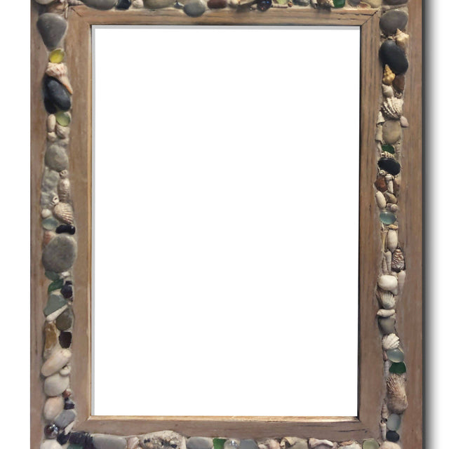 Rustic oak with shell mosaic inlay mirror