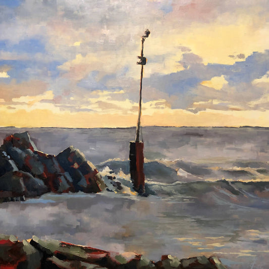 Daybreak Glencoe Beach: Imagining Evanston - 12 x 12 Matted Museum Quality Canvas Print