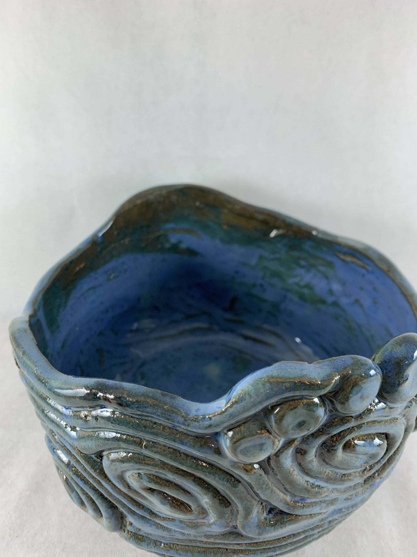 Ceramic Coil Pot in Blue Green