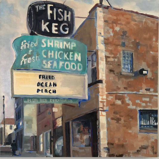 The Fish Keg : 12 x 12 Matted Museum Quality Canvas Print