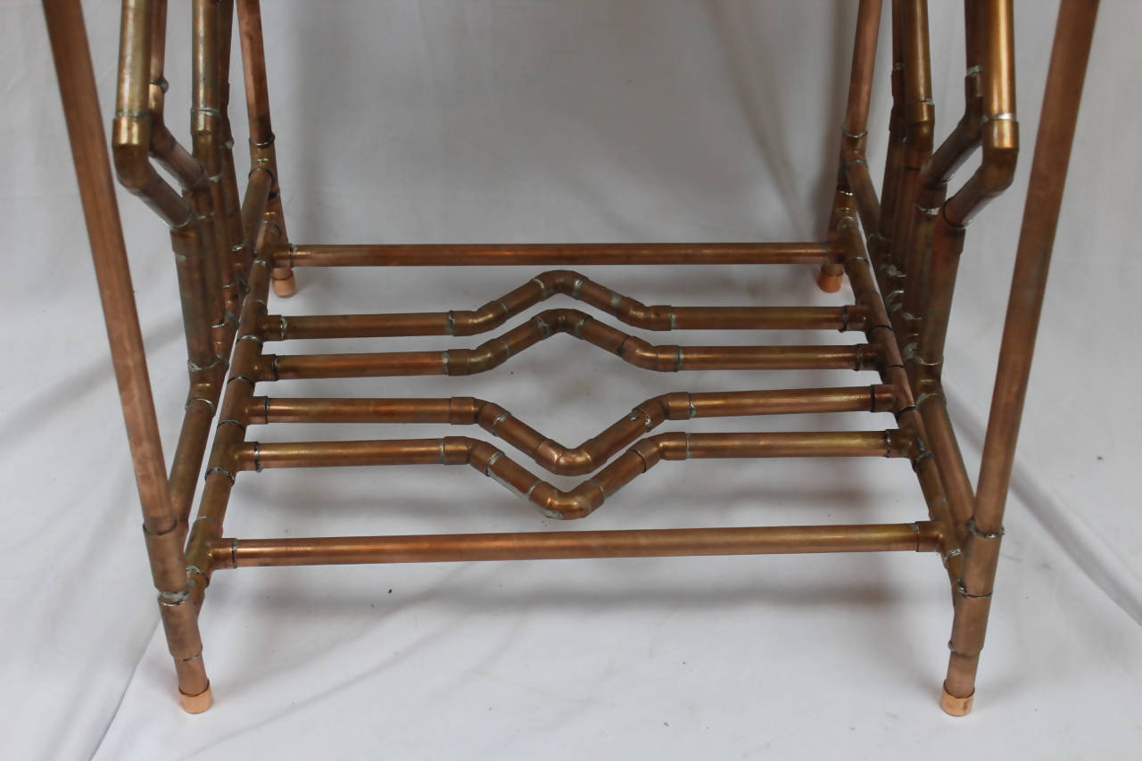 Diamond Deco Cherry & Copper Pipe End Table