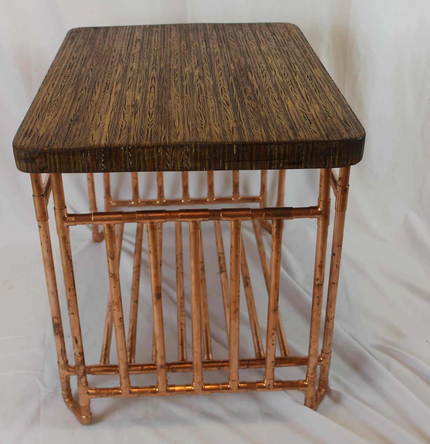 Plywood Endgrain & Copper Pipe Table with Shelf