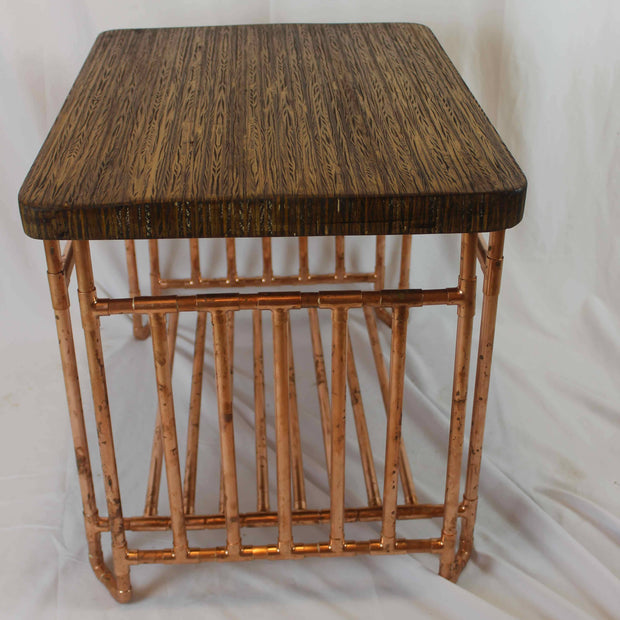 Plywood Endgrain & Copper Pipe Table with Shelf