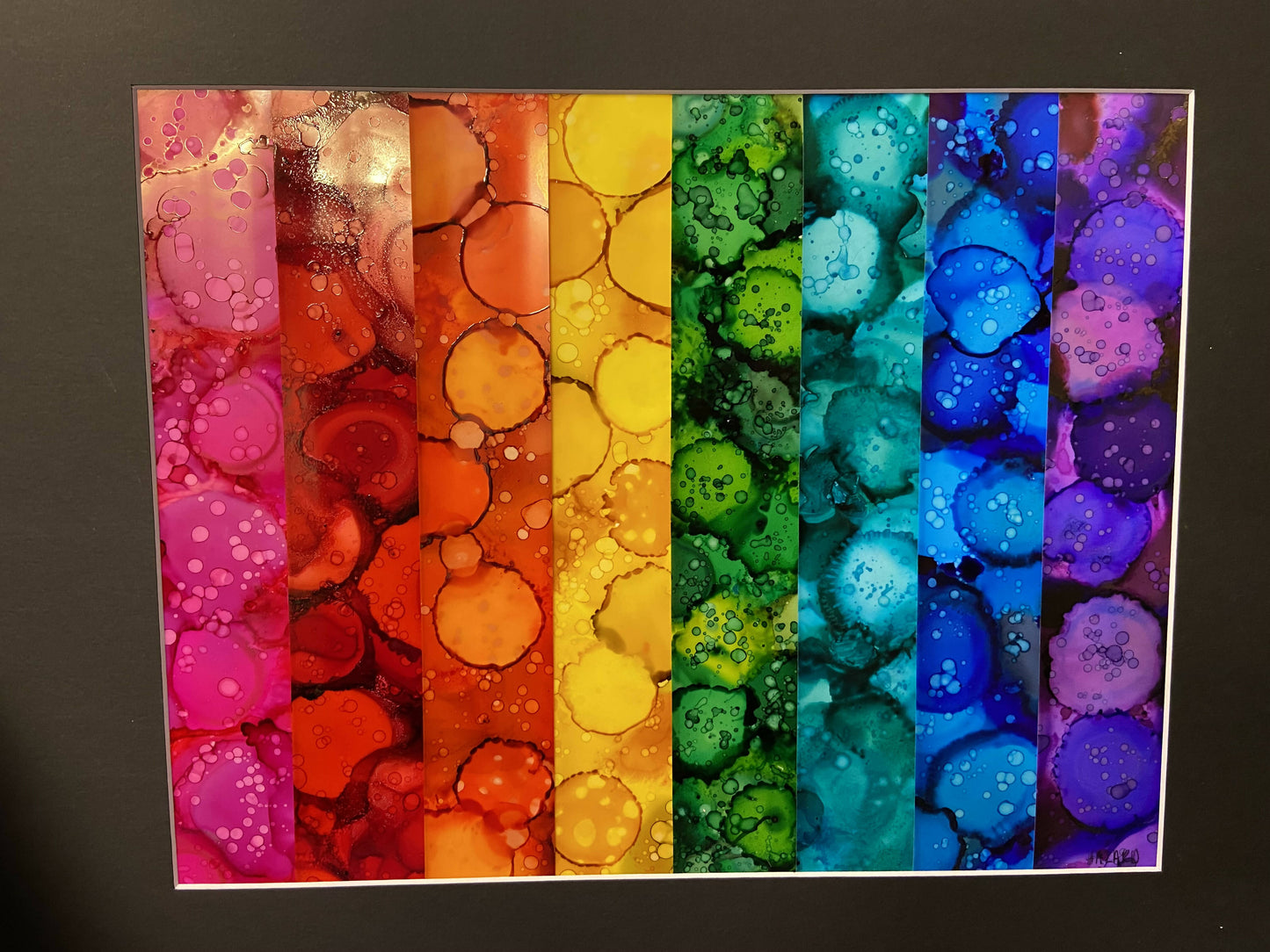 Framed Alcohol Ink Rainbow Art On Yupo 16 x 20