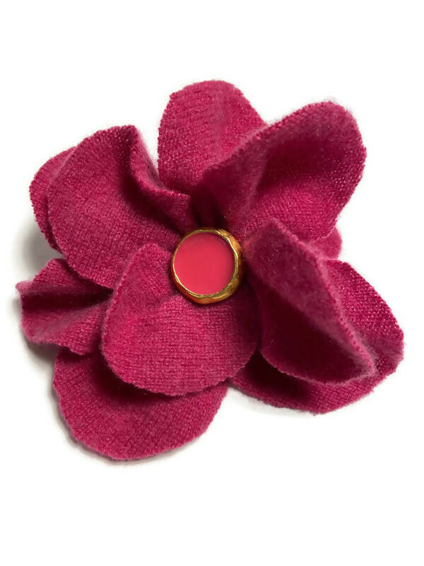 Repurposed Sweater Felted Wool Flower Brooch Pin