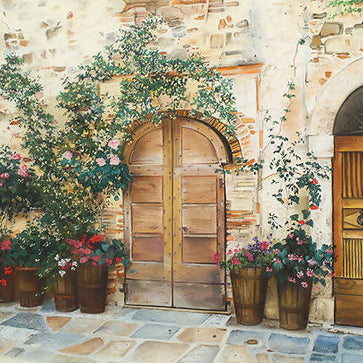 Three Tuscan Doors - pastel