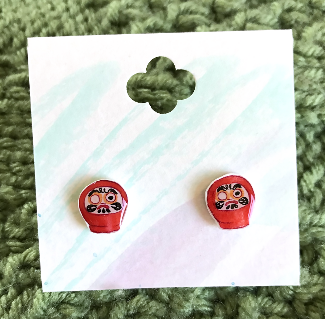 Daruma New Year Earrings