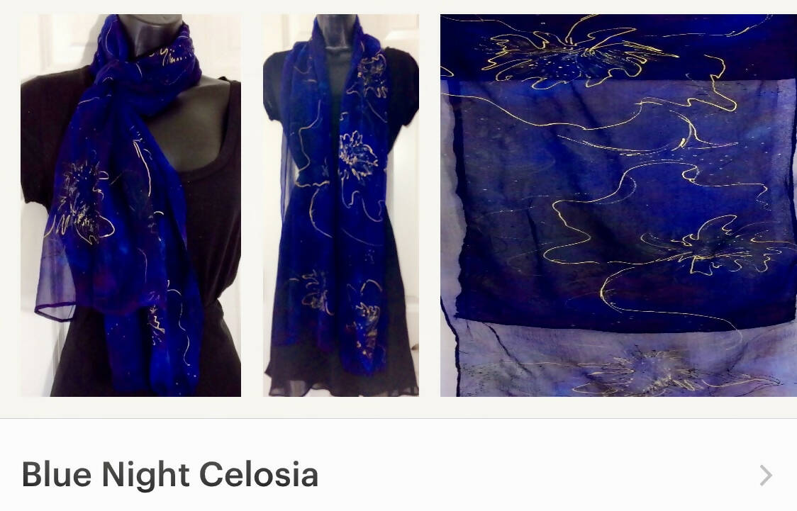 Blue Chiffon Silk Scarf