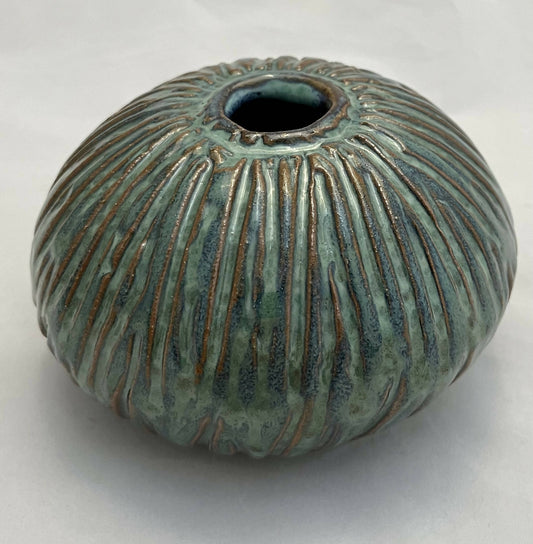 carved blue meditation bowl "Safe"